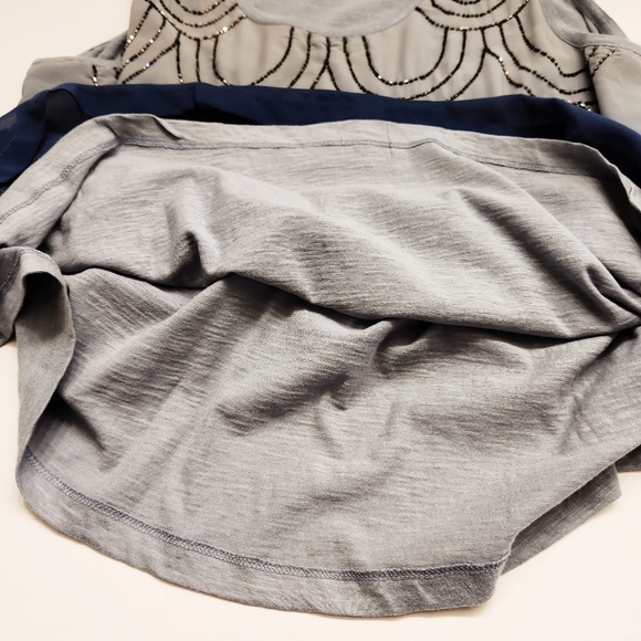 NWOT Logo Lavish Lori Goldstein Blue Ombre Beaded Sleeveless Tunic Tank top XL - Picture 5 of 10